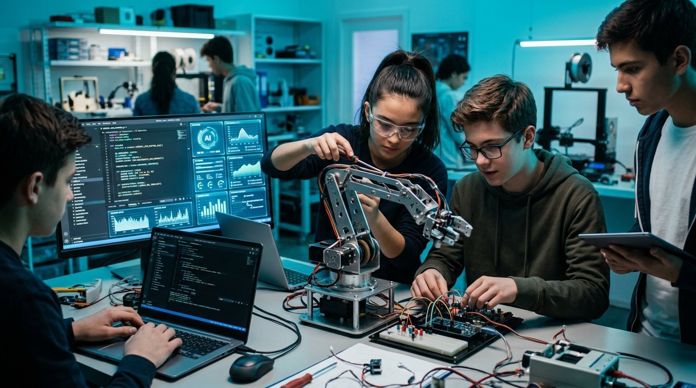 Estudantes de Informática e Jogos Digitais do Robotic Minds